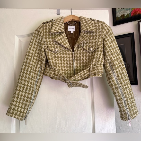Walter Jackets & Blazers - WALTER Cropped Houndstooth Wool Jacket. Size: 4. Excellent condition